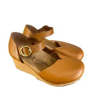 Papillio by Birkenstock Wedge Mary Cognac Brown Leather Sandals Size 36 (US 5)